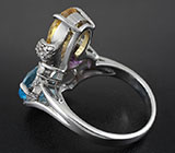 Кольцо c цитрином, аметистом и топазом Серебро 925