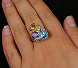 Кольцо c цитрином, аметистом и топазом Серебро 925