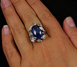 Кольцо c крупным кабошоном кианита Серебро 925