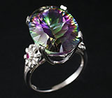 Кольцо с мистическим кварцем и пурпурными сапфирами Серебро 925