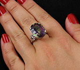 Кольцо с мистическим кварцем и пурпурными сапфирами Серебро 925