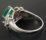 Замечательное кольцо c зеленым агатом и самоцветами Серебро 925