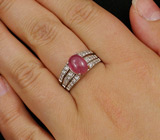 Кольцо c кабошоном розового сапфира Серебро 925