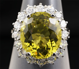 Кольцо с лимонным цитрином 6,7 карат Серебро 925