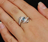 Прелестное кольцо с голубым цирконом 0,35 карат Серебро 925