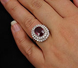 Превосходное кольцо с рубином 3,2 карат Серебро 925