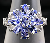 Замечательное кольцо с танзанитами Серебро 925