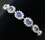 Браслет с синими сапфирами Серебро 925
