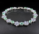 Элегантный браслет с изумрудами и танзанитами Серебро 925