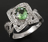 Оригинальное кольцо с зеленым апатитом 1,3 карат Серебро 925