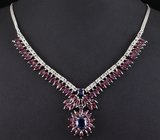 Колье с иолитами, родолитами гранатами и топазами Серебро 925