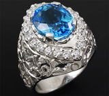 Оригинальное кольцо с голубым топазом 4,75 карат