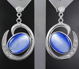 Эффектный серебряный комплект с дихроидным стеклом Серебро 925