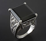 Крупное кольцо с черной шпинелью Серебро 925