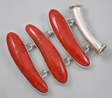 Крупный кулон с кораллами Серебро 925