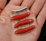 Крупный кулон с кораллами Серебро 925