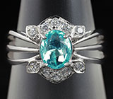 Элегантное кольцо с небесно-голубым апатитом 0,95 карат Серебро 925