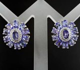 Серьги с танзанитами Серебро 925