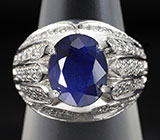 Кольцо с насыщенно-синим сапфиром 4,25 карат Серебро 925