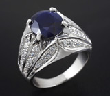 Кольцо с насыщенно-синим сапфиром 4,25 карат Серебро 925