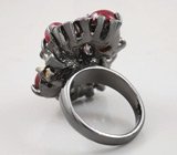 Кольцо c рубином, разноцветными сапфирами и цаворитами Серебро 925