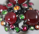 Кольцо c рубином, разноцветными сапфирами и цаворитами Серебро 925
