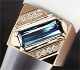 Перстень с голубым индиголит турмалином и 8 бриллиантами Золото