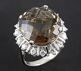 Кольцо с дымчатым кварцем 13,15 карат Серебро 925