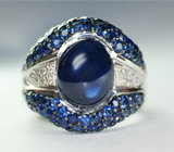 Кольцо с синими сапфирами и бриллиантами