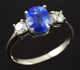 Серебряное кольцо с синим сапфиром 1,63 карат Серебро 925
