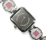 Часы с браслетом, инкрустированным розовым кварцем Серебро 925