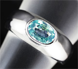 Стильное кольцо с голубым цирконом 1,1 карат Серебро 925