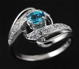 Прелестное кольцо с голубым цирконом 0,42 карат