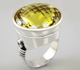 Кольцо с крупным лимонным цитрином Серебро 925