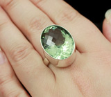 Кольцо с крупным зеленым аметистом Серебро 925