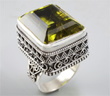 Кольцо с крупным лимонным цитрином Серебро 925