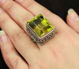 Кольцо с крупным лимонным цитрином Серебро 925