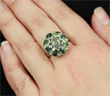 Серебряное кольцо с зелеными сапфирами Серебро 925