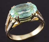 Кольцо с зеленым бериллом и 20 бриллиантами Золото