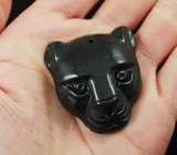 Резная миниатюра-подвеска "Пантера" из цельной черной яшмы 36,5 грамм! Ручная работа 