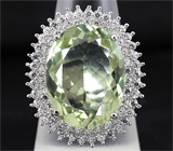Серебряное кольцо с зеленым аметистом Серебро 925