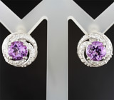 Серебряные серьги с аметистами Серебро 925