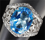 Замечательное кольцо с голубым топазом Серебро 925