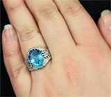 Замечательное кольцо с голубым топазом Серебро 925