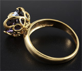 Кольцо с крупной розовато-пурпурной шпинелью Золото