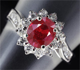Прелестное кольцо с рубином 1 карат Серебро 925