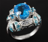 Великолепный комплект с яркими голубыми топазами Серебро 925