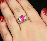 Кольцо c пурпурно-розовым сапфиром 4,59 карат Серебро 925