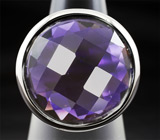 Массивное серебряное кольцо с фиолетовым кубиком циркония Серебро 925