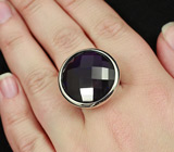 Массивное серебряное кольцо с фиолетовым кубиком циркония Серебро 925